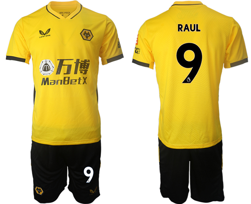 Cheap Men 2021-2022 Club Wolverhampton Wanderers home yellow 9 Soccer Jersey